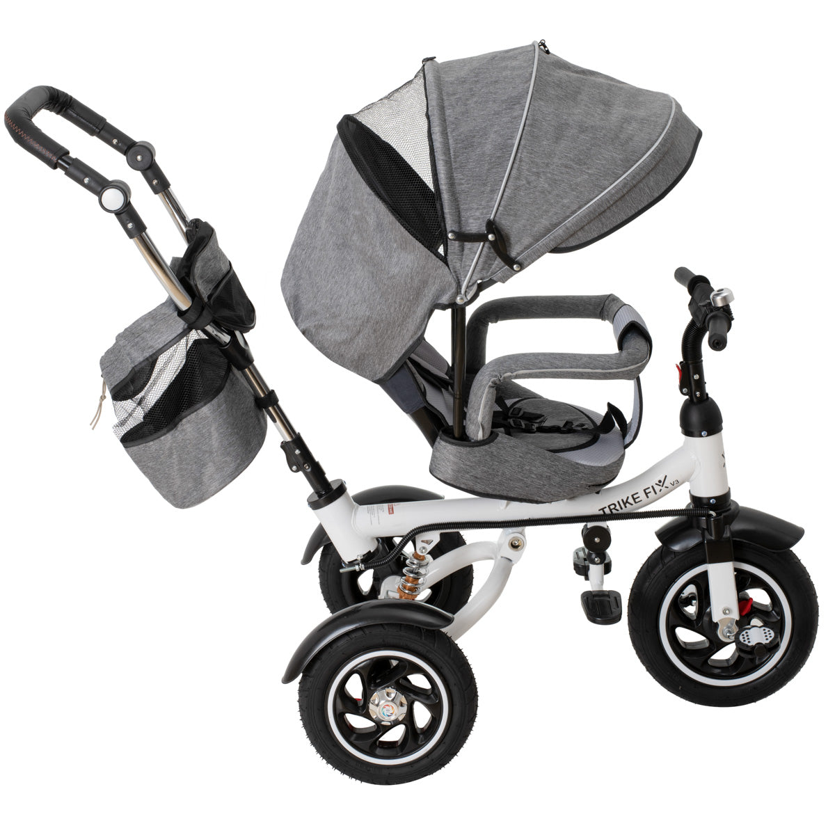 Tricicleta si Carucior pentru copii Premium TRIKE FIX V3 culoare Gri-10