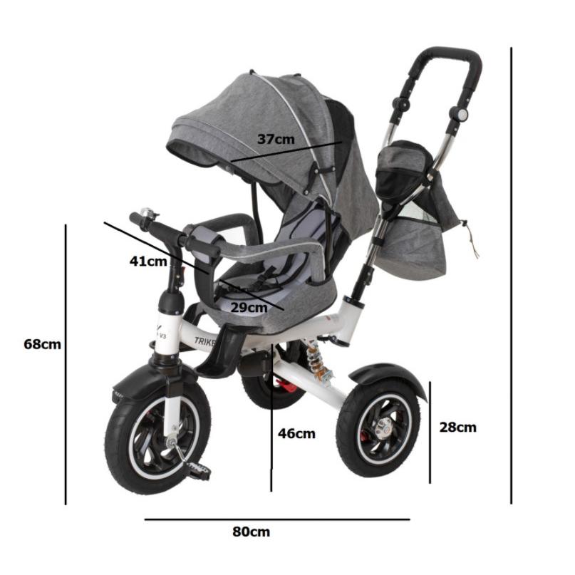 Tricicleta si Carucior pentru copii Premium TRIKE FIX V3 culoare Gri-18