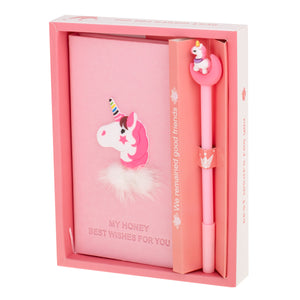 Set Cadou pentru Copii, Caiet cu Unicorn finisat cu piele ecologica + Pix cu Unicorn-0