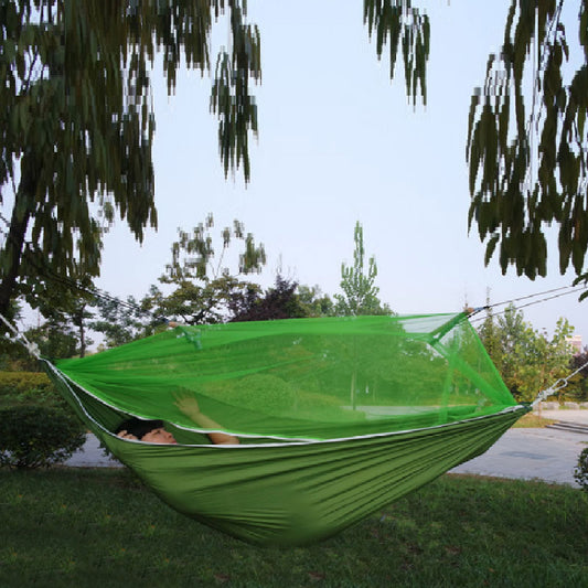 Hamac de Camping Dublu (2 persoane), 200 x 100 cm + Plasa de tantari, culoare Verde-1
