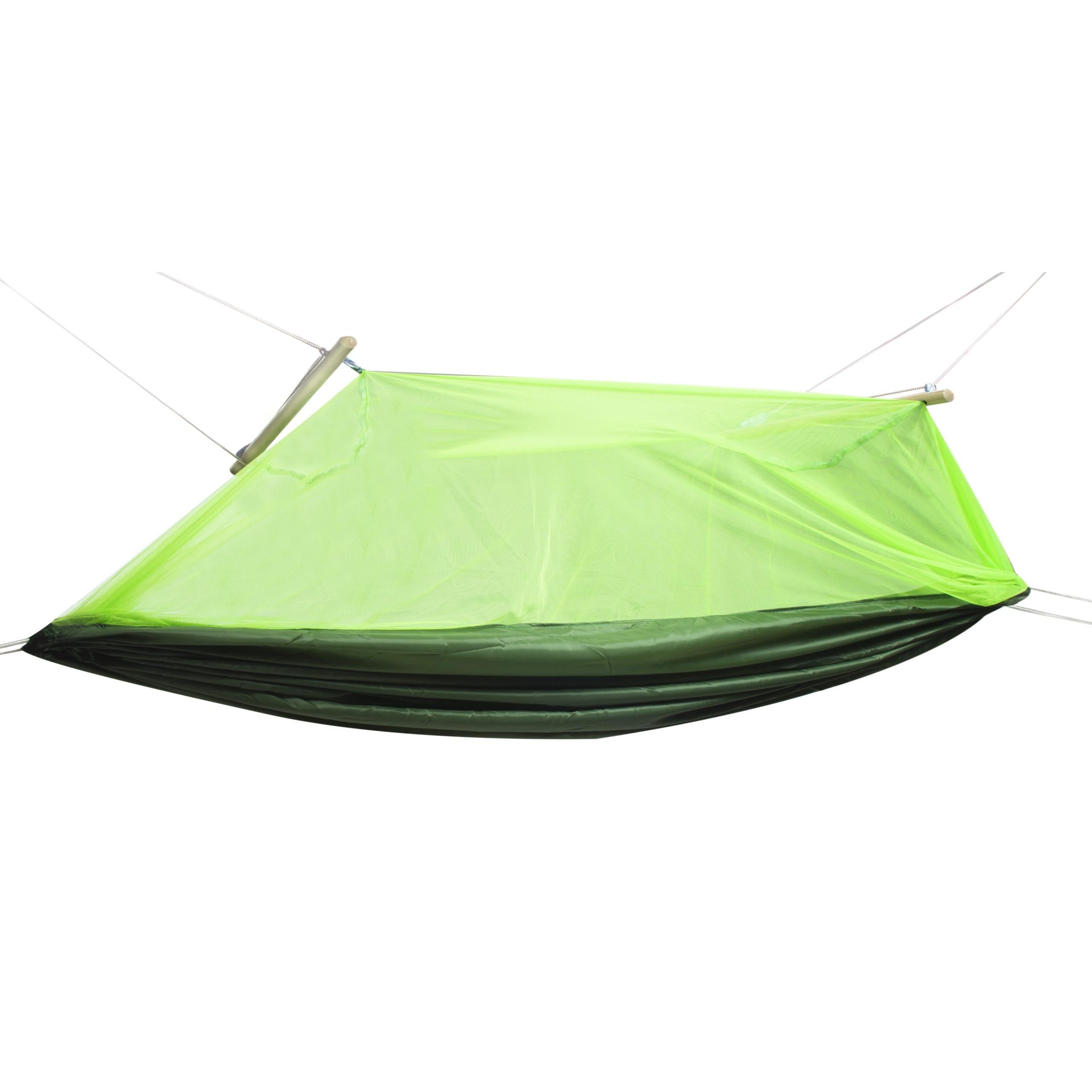 Hamac de Camping Dublu (2 persoane), 200 x 100 cm + Plasa de tantari, culoare Verde-0