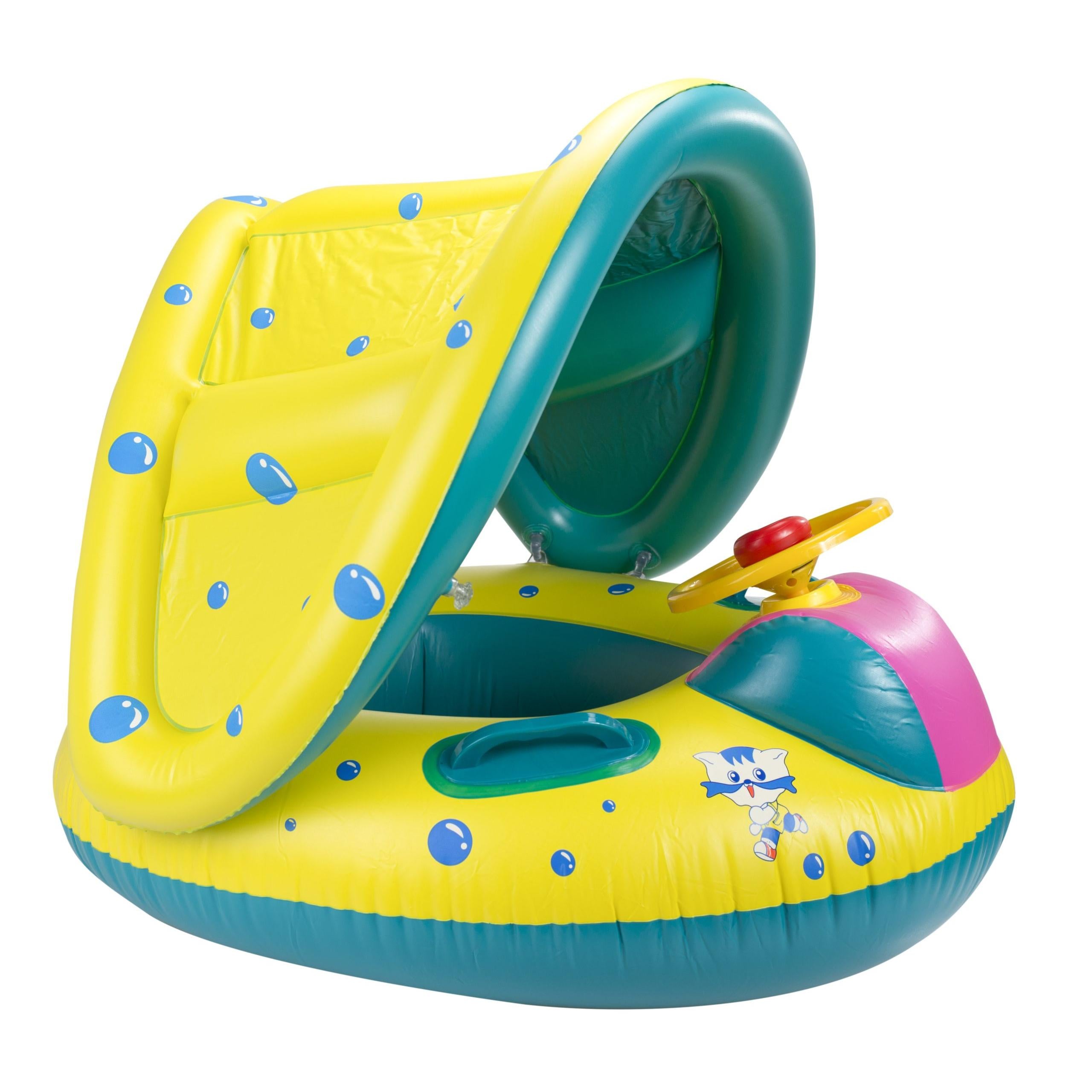 Ponton, Saltea de apa, gonflabila pentru copii cu acoperis, dimensiune 65 x 73 cm-4