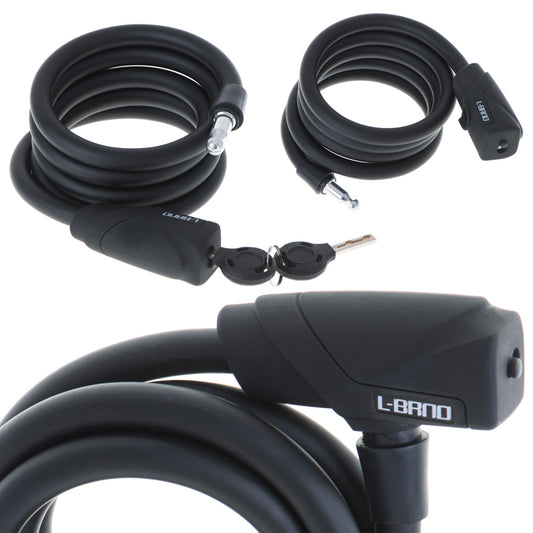 Antifurt bicicleta, Dispozitiv de blocare biciclete, spiralat, cu cheie, lungime 150cm, culoare Neagra-1