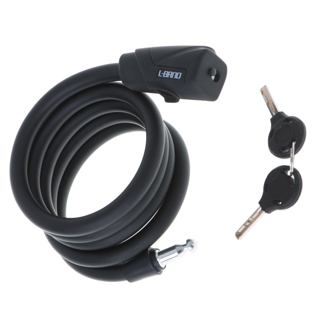 Antifurt bicicleta, Dispozitiv de blocare biciclete, spiralat, cu cheie, lungime 150cm, culoare Neagra-2