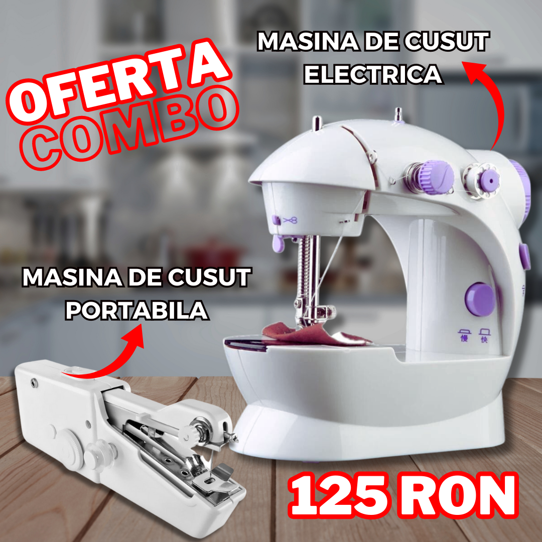 OFERTA COMBO: Masina de Cusut Electrica + Masina de Cusut Portabila
