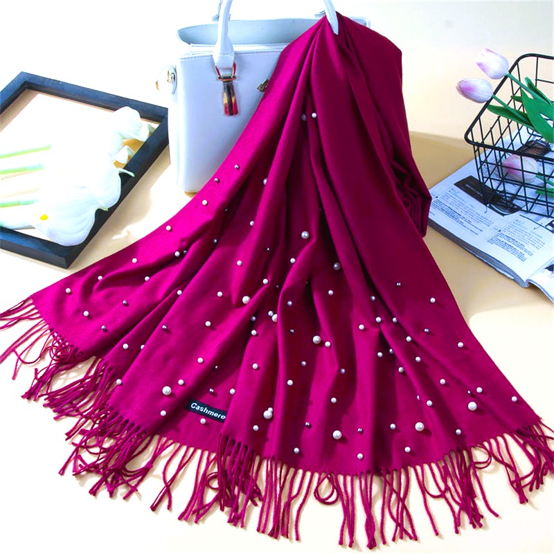 Esarfa din casmir cu perle