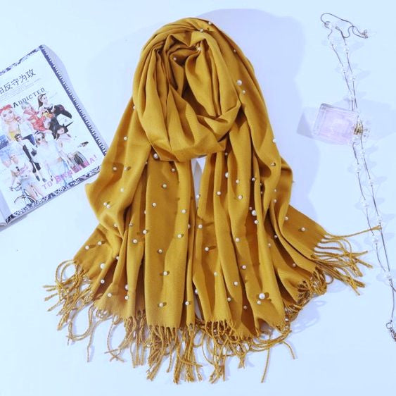 Esarfa din casmir cu perle