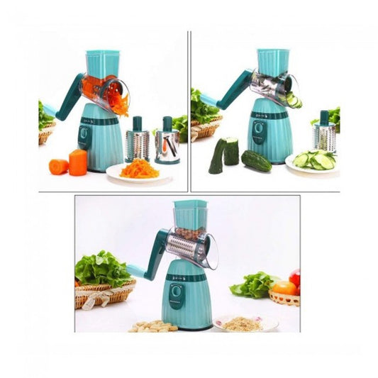 Razatoare multifunctionala 3 in 1, manuala, 3 Lame rotative din inox, pentru fructe, legume, carne, branzeturi, lame inox, verde
