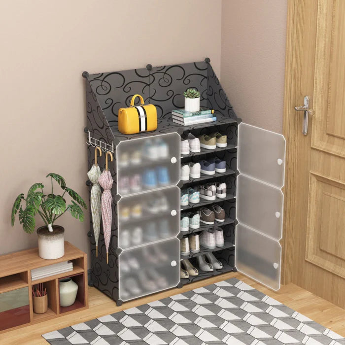Raft Organizator pentru Încălțăminte cu Uși Anti-Praf si Poliță Superioară 80x120 cm