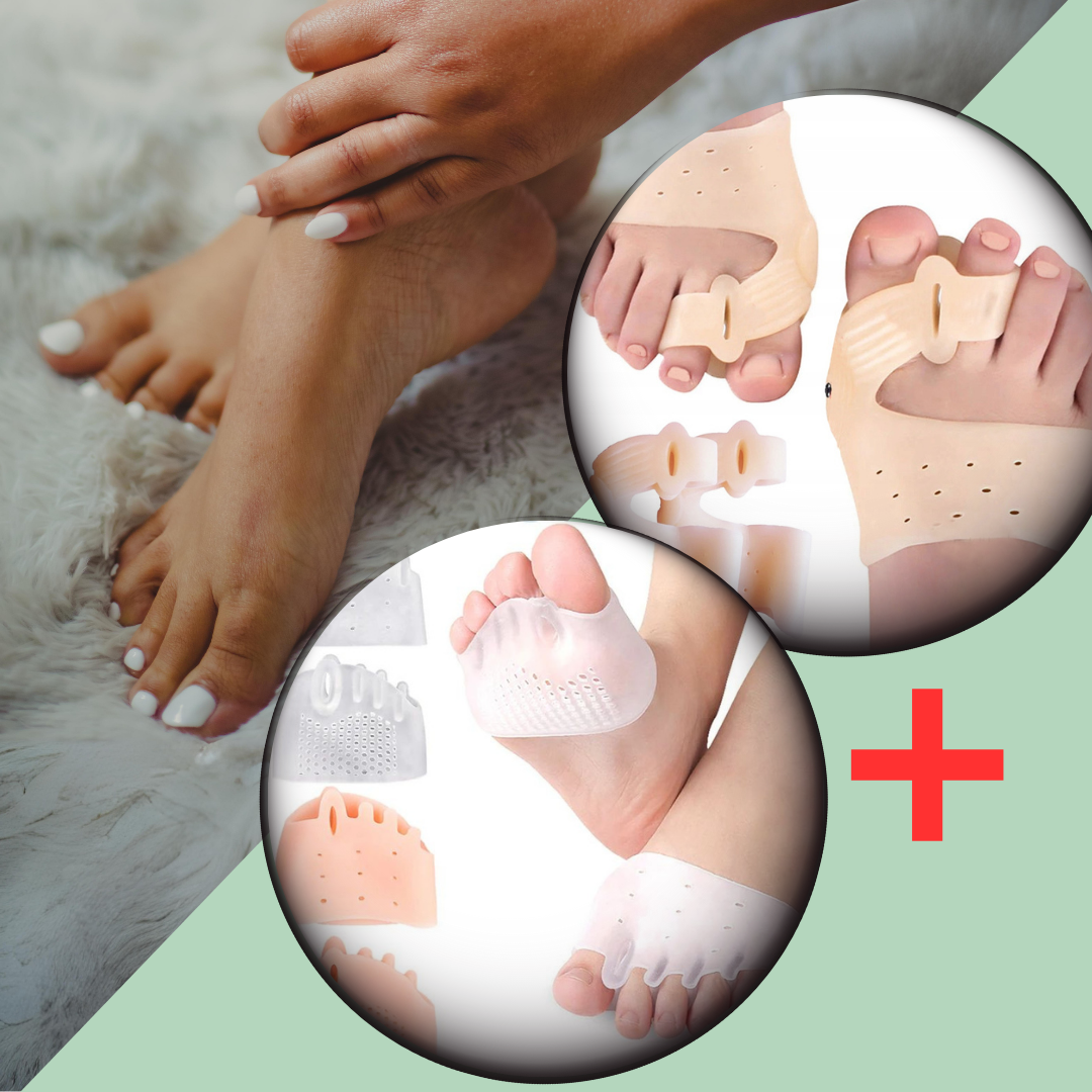 Combo Separatori de Degete cu Gel pentru Protecția Monturilor și Orteză cu Magnet pentru Hallux Valgus