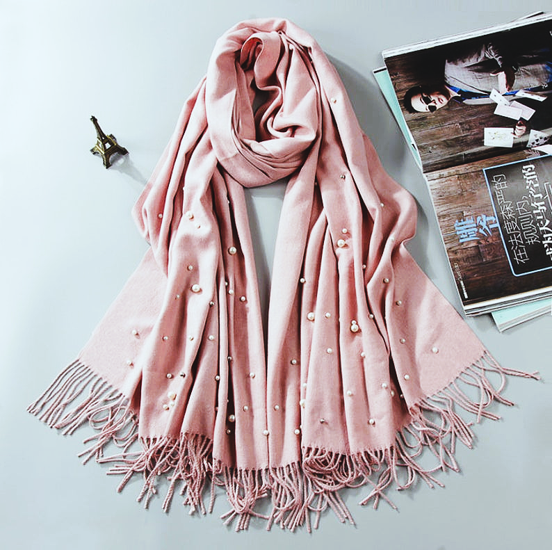 Esarfa din casmir cu perle