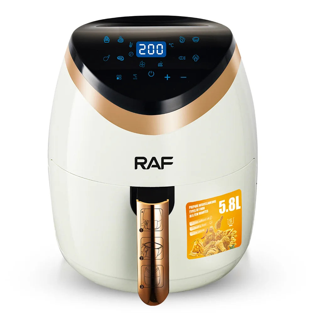 Air Fryer Deluxe RAF 5234 Capacitate 6L, 2400W, Circulație Aer 360°, Touch Screen