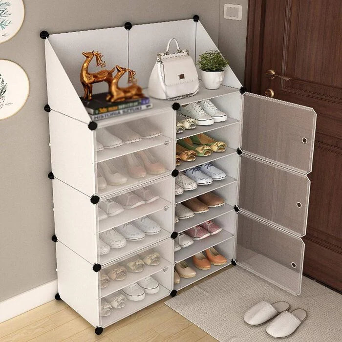 Raft Organizator pentru Încălțăminte cu Uși Anti-Praf si Poliță Superioară 80x120 cm