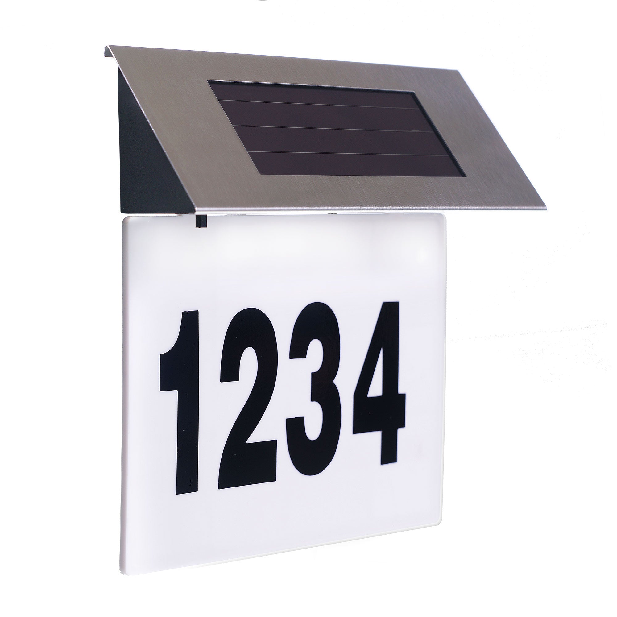 Placa numar casa iluminata LED, incarcare solara, carcasa din INOX-1
