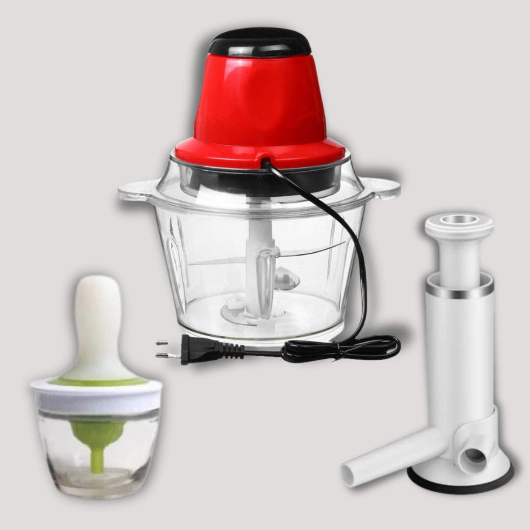 OFERTA 3in1: Aparat manual de făcut cârnați + Set pensulă din silicon cu dispenser de ulei + Tocător electric de legume