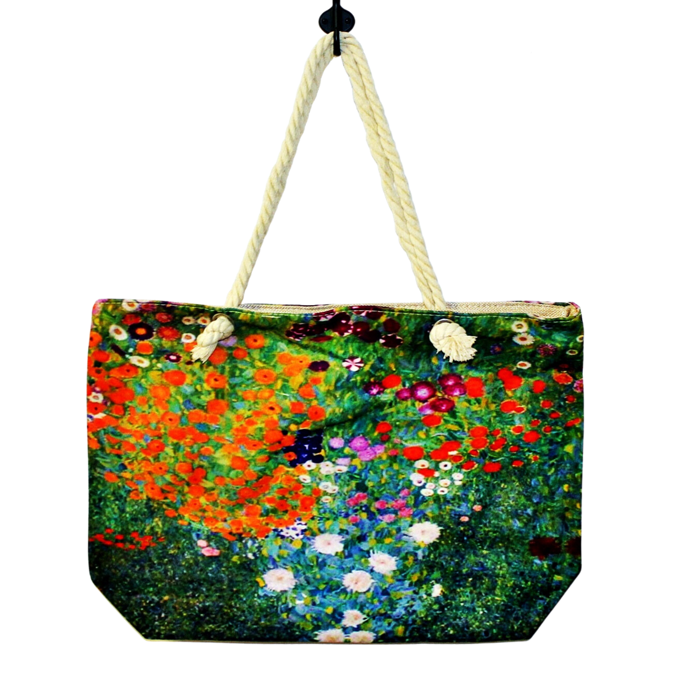 Geanta de plaja din material textil cu interior impermeabil