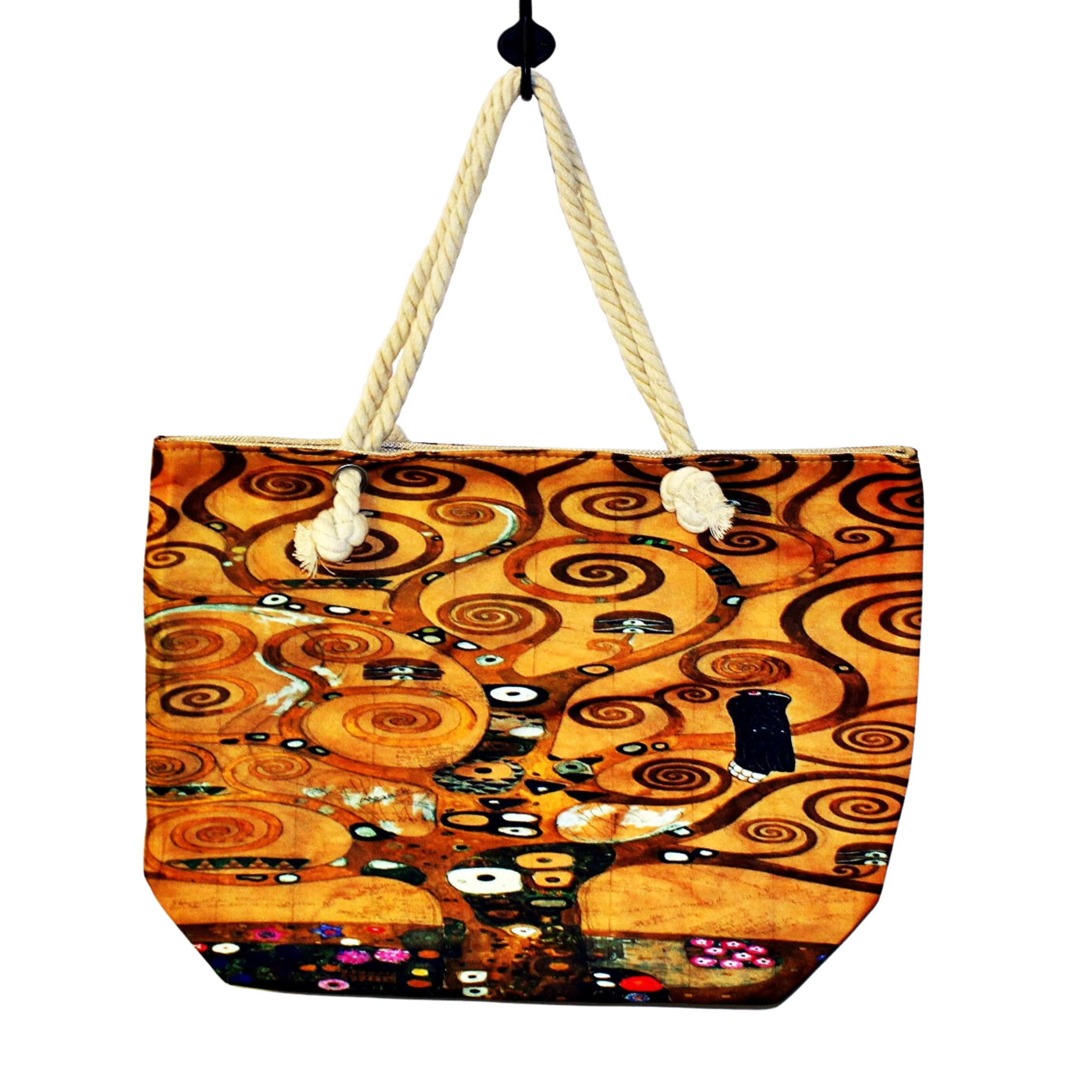 Geanta de plaja din material textil cu interior impermeabil