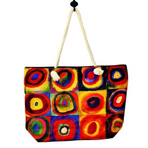 Geanta de plaja din material textil cu interior impermeabil