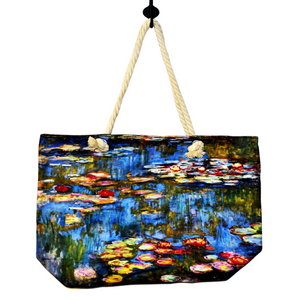 Geanta de plaja din material textil cu interior impermeabil