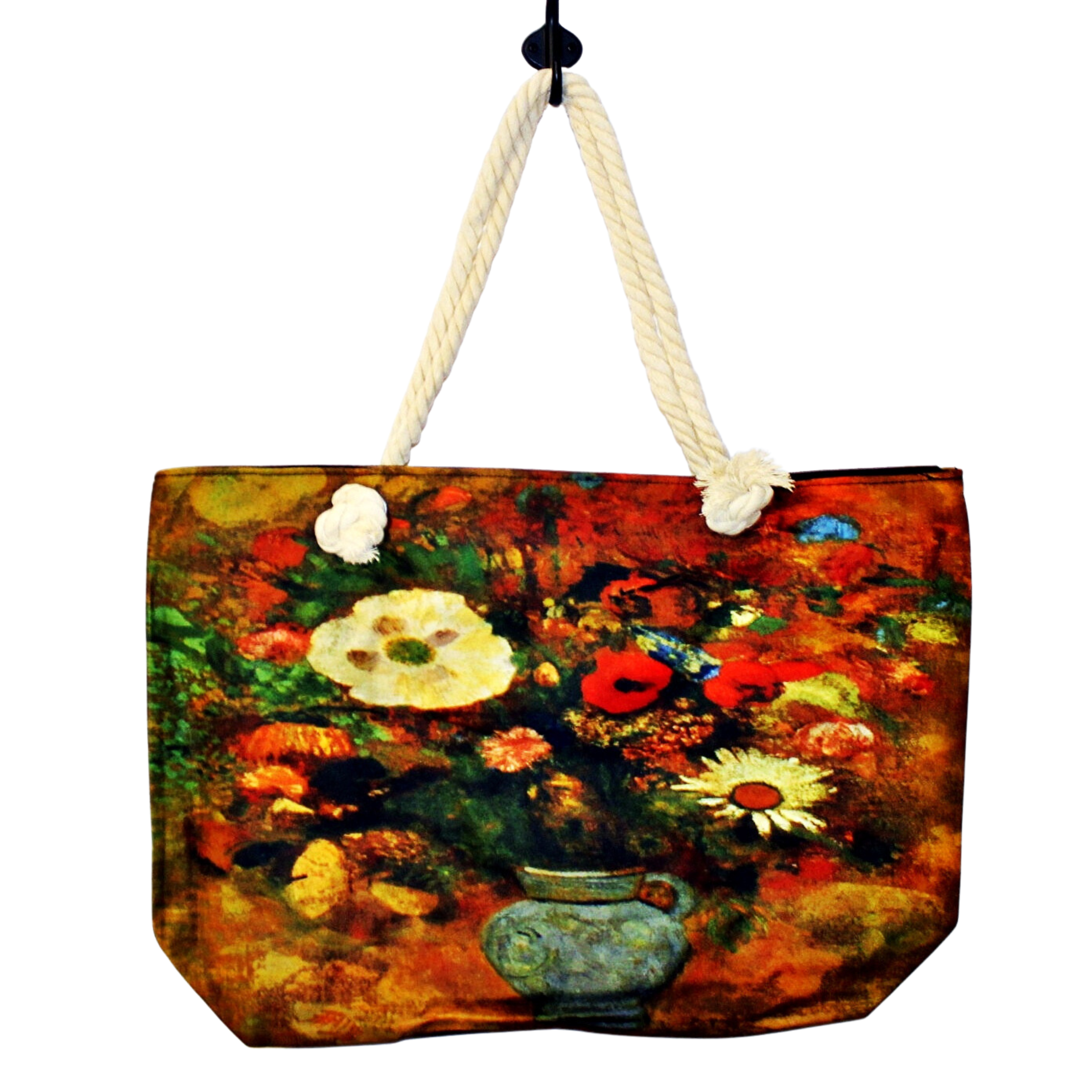 Geanta de plaja din material textil cu interior impermeabil