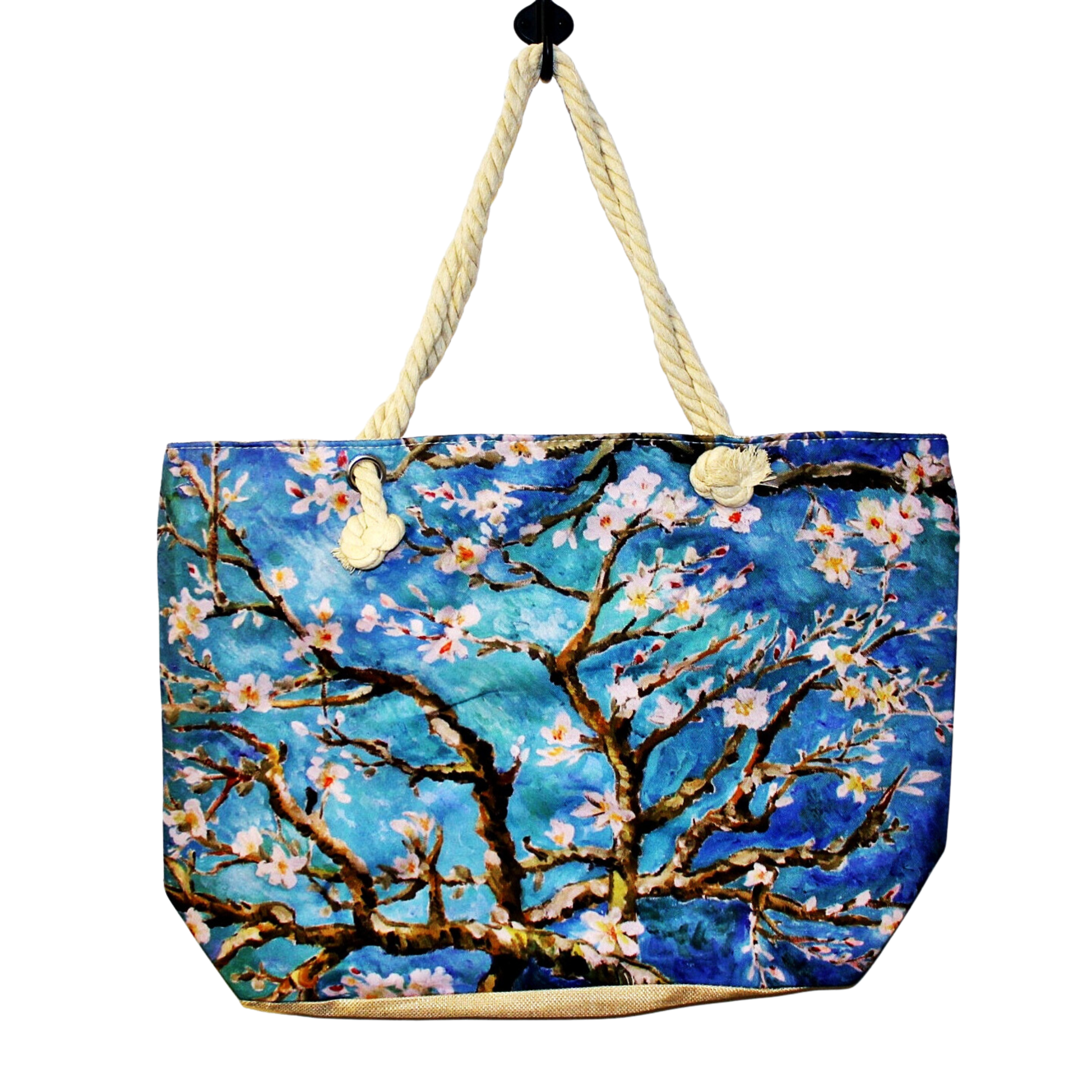 Geanta de plaja din material textil cu interior impermeabil