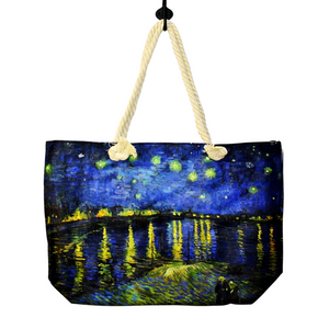 Geanta de plaja din material textil cu interior impermeabil