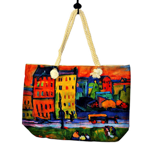 Geanta de plaja din material textil cu interior impermeabil