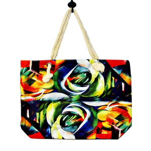 Geanta de plaja din material textil cu interior impermeabil