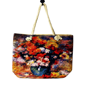 Geanta de plaja din material textil cu interior impermeabil