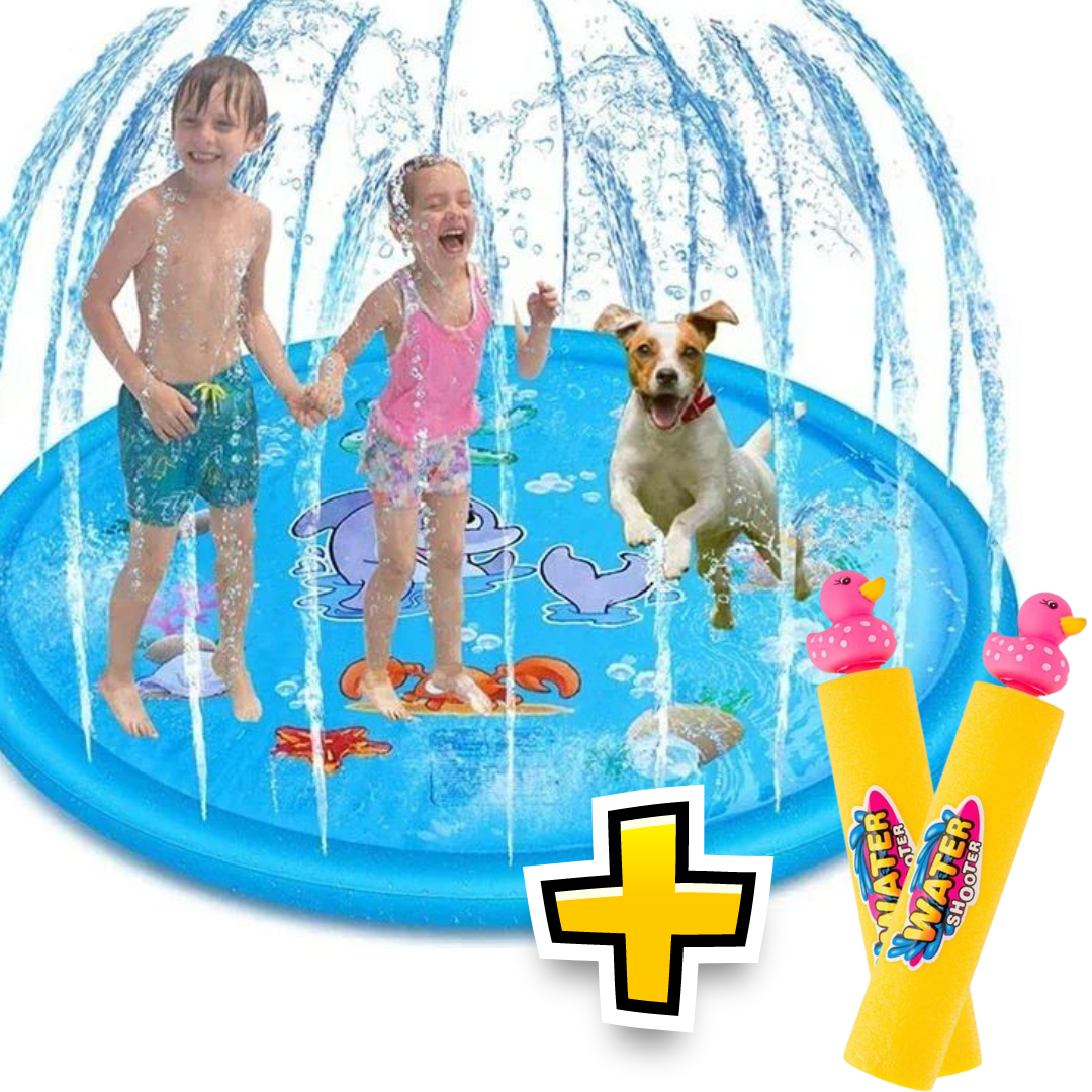 OFERTA Vara: Fântână arteziană gonflabilă, diametru 170cm + 2 Pistoale cu apă tip tub din spumă, model rățușcă