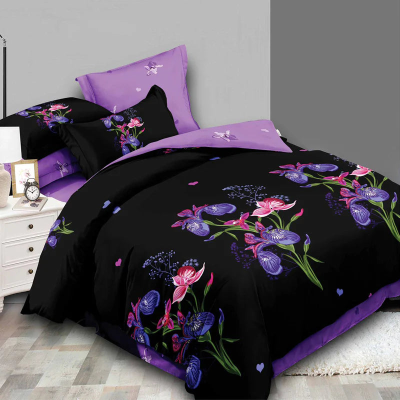 Set de lenjerie de pat cu elastic 180 x 200, 100% bumbac satinat, 6 piese