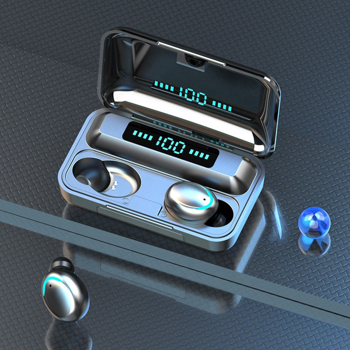 Casti fara fir TWS Ear Drops F9 cu statie de andocare/incarcare-4