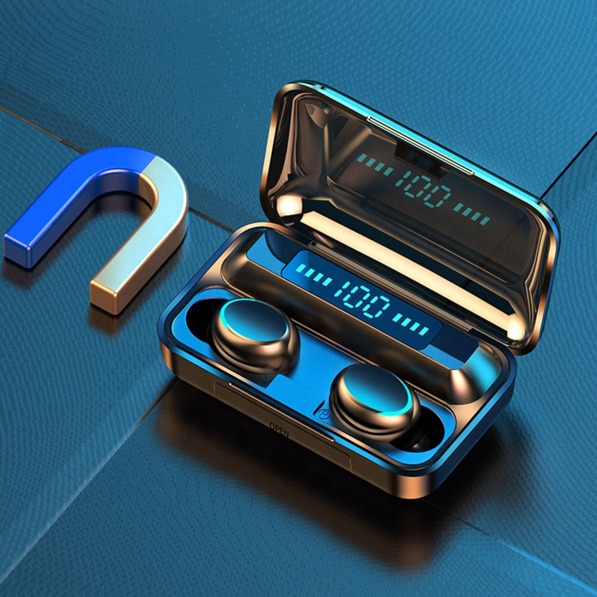 Casti fara fir TWS Ear Drops F9 cu statie de andocare/incarcare-0