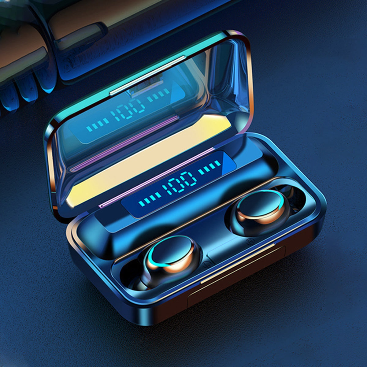 Casti fara fir TWS Ear Drops F9 cu statie de andocare/incarcare-5