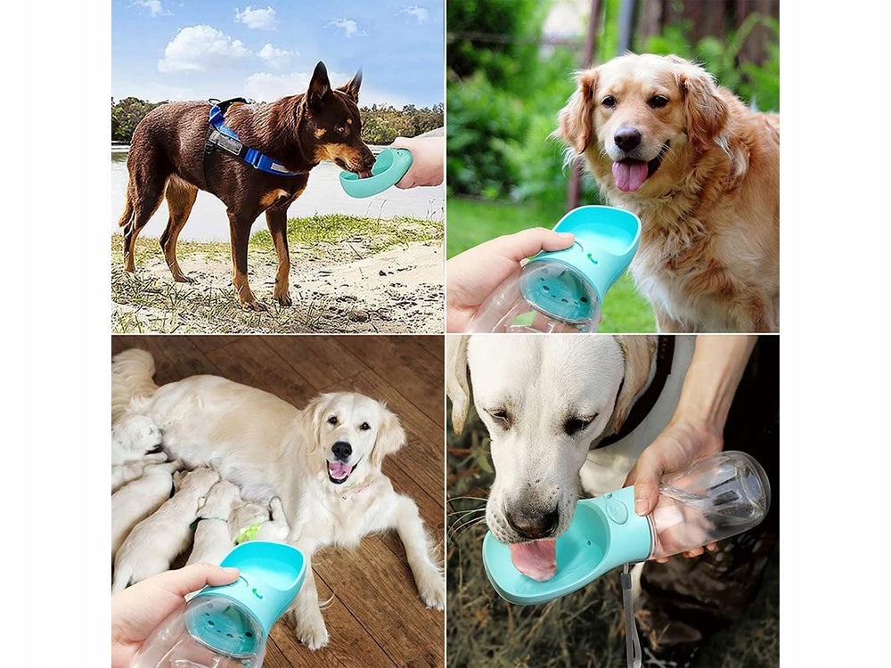 Sticla Portabila de Apa pentru Plimbarea Câinilor cu Bol Integrat 380ml
