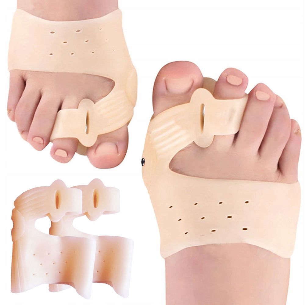 Combo Separatori de Degete cu Gel pentru Protecția Monturilor și Orteză cu Magnet pentru Hallux Valgus