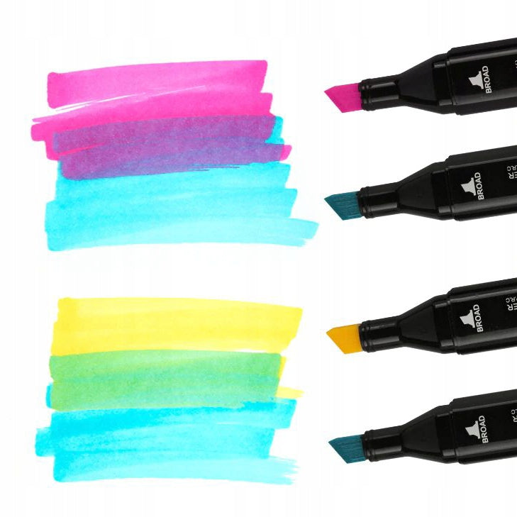 Set 120 Markere Profesionale pentru pasionatii de desen, cu cap dublu gros - subtire, cu geanta de depozitare, model AVX-WT-MDS-120-8