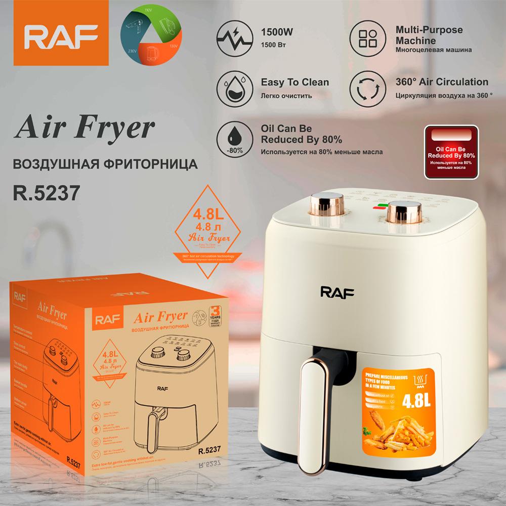 Friteuza Air Fryer RAF R5237 cu aer cald, fără ulei – Capacitate 3L, 12 Programe, 1300W, Alb