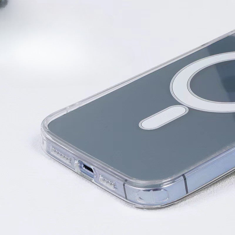 Husa protectie Flippy pentru iPhone 14 Mag Safe, 2 in 1 incarcare si magnet, Silicone, Transparenta-1