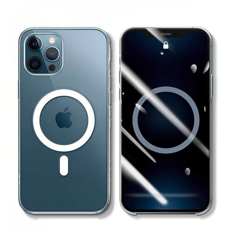 Husa protectie Flippy pentru iPhone 14 Mag Safe, 2 in 1 incarcare si magnet, Silicone, Transparenta-3