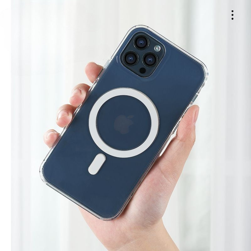 Husa protectie Flippy pentru iPhone 14 Mag Safe, 2 in 1 incarcare si magnet, Silicone, Transparenta-5