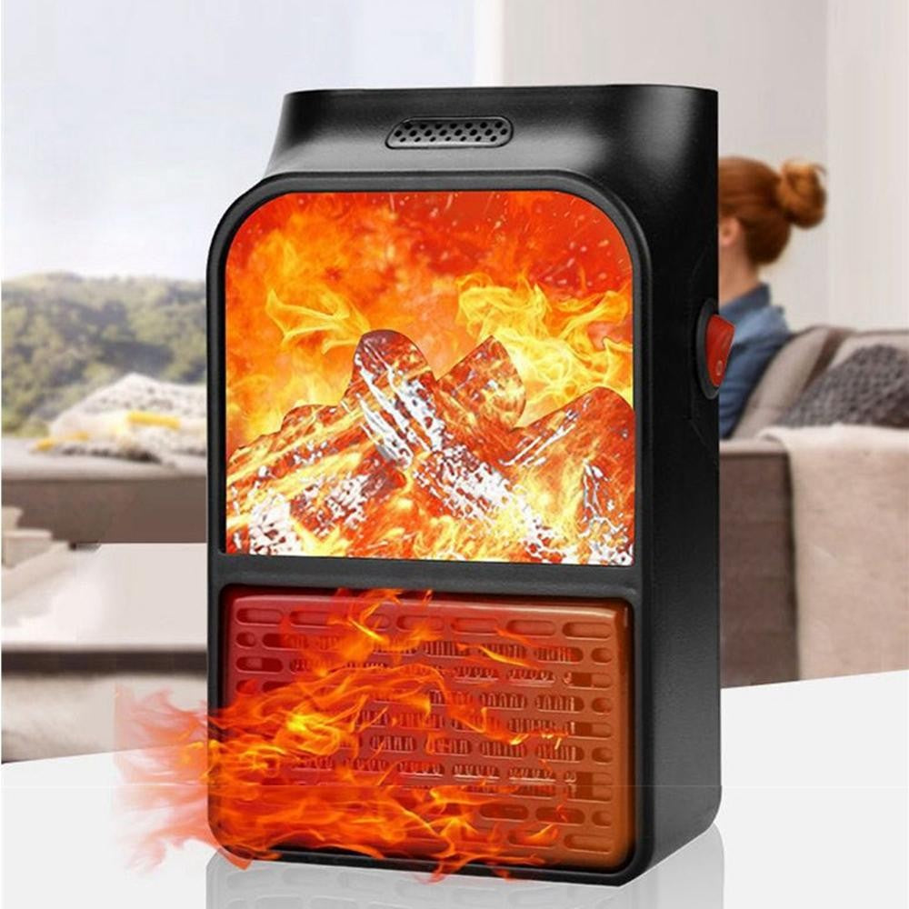 Mini Aeroterma Puternica Portabila Flippy, Putere 500W, Mini radiator electric cu Display LCD, efect de semineu si flacara, cu telecomanda-3