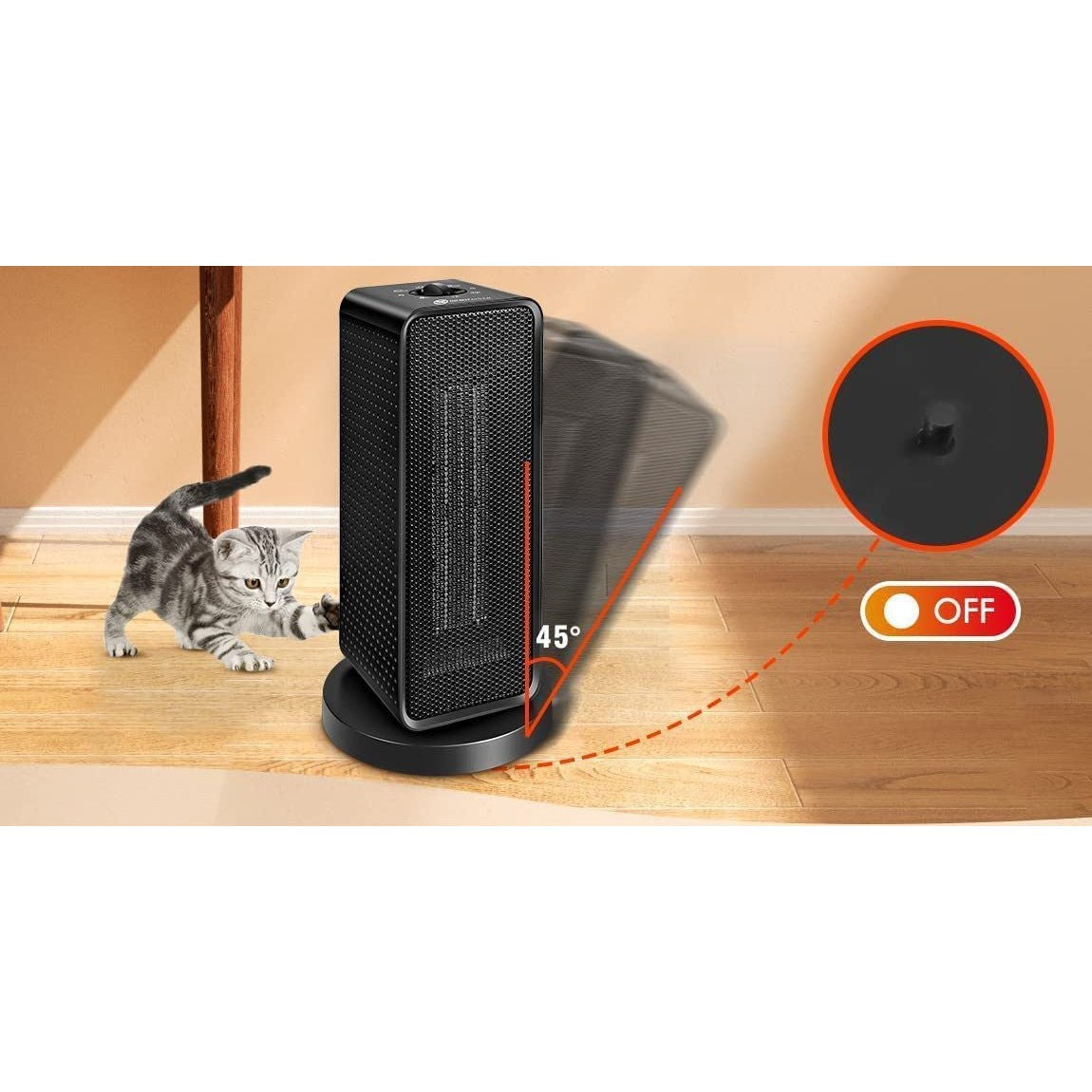 Aeroterma / Radiator Flippy, 1200 W, 2 trepte de putere, termostat reglabil, Negru-3