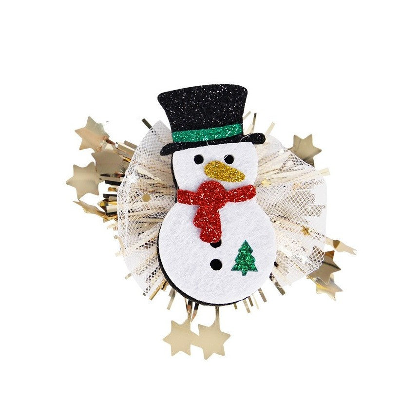 Agrafa de Par, Flippy, Tema Craciun, Model Om de Zapada, din Panza, 8.5 x 8.8 cm, Multicolor-0