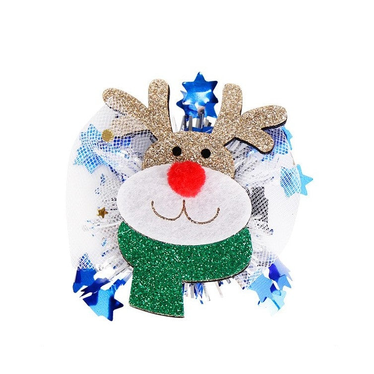 Agrafa de Par, Flippy, Tema Craciun, Model Ren, din Panza, 8.4 x 8 cm, Multicolor-0