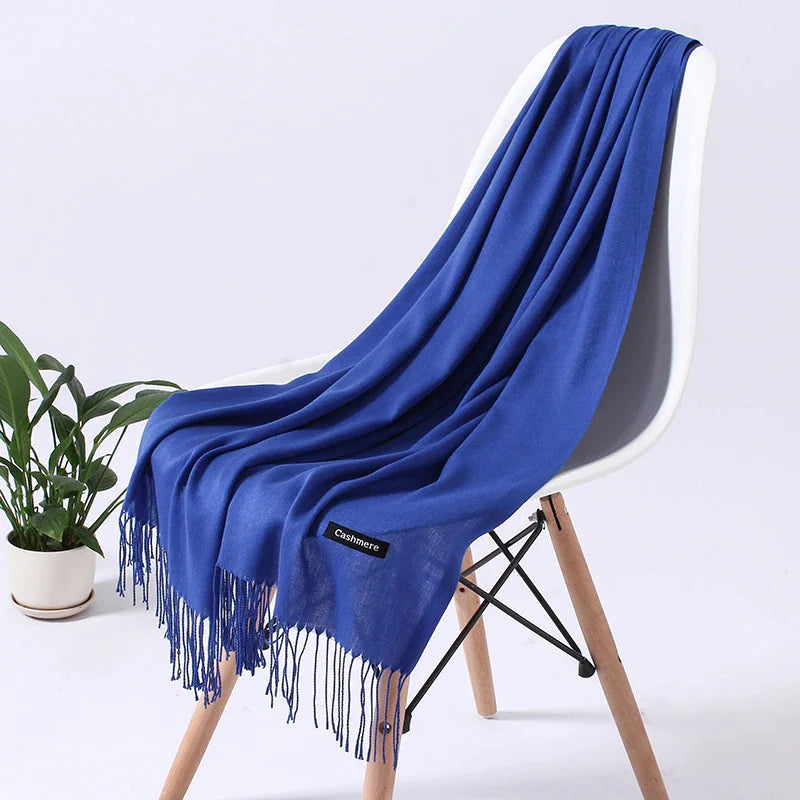 Esarfa din casmir, 190x65 cm- Albastru Regal