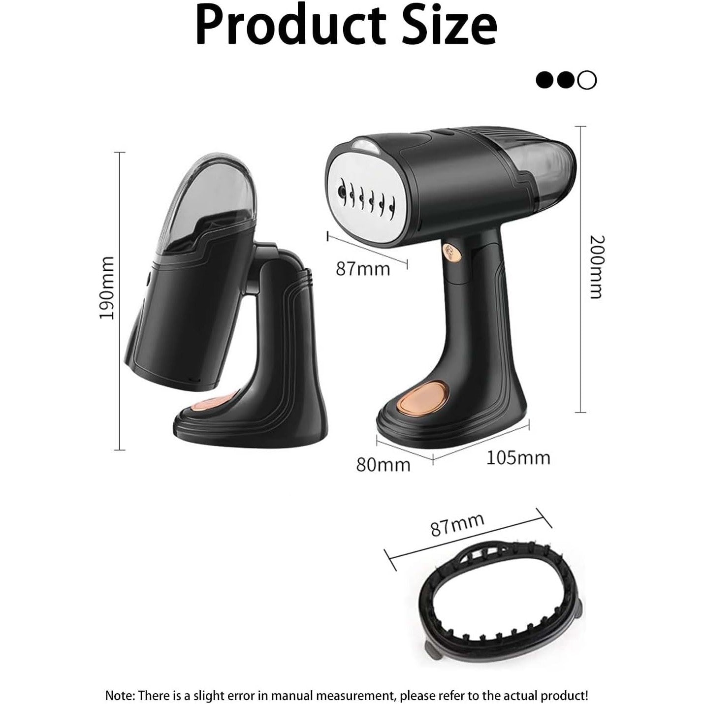 Aparat de Calcat Vertical Portabil cu Abur, Flippy, Putere 1500W, Rezervor Detasabil de 138ml, Priza, Functie Anti Calcar si Auto Curatare, Pliabil, cu Perie, 20x10.5x8 cm, Negru-2