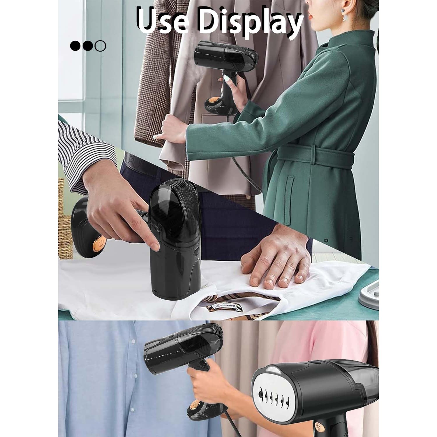 Aparat de Calcat Vertical Portabil cu Abur, Flippy, Putere 1500W, Rezervor Detasabil de 138ml, Priza, Functie Anti Calcar si Auto Curatare, Pliabil, cu Perie, 20x10.5x8 cm, Negru-5