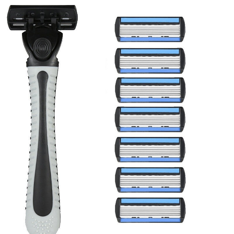 Aparat de Ras Manual, Flippy, din Otel Inoxidabil, Suport Lama + 7 Capete de Schimb Incluse, Cutie pentru Lame, Negru-0