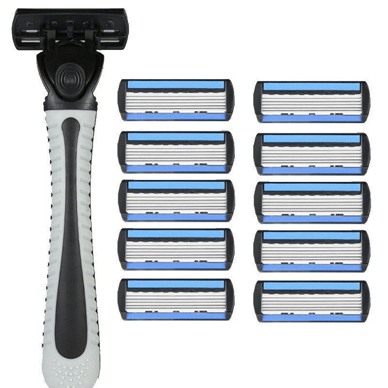 Aparat de Ras Manual, Flippy, din Otel Inoxidabil, Suport Lama + 10 Capete de Schimb Incluse, Cutie pentru Lame, Negru-0